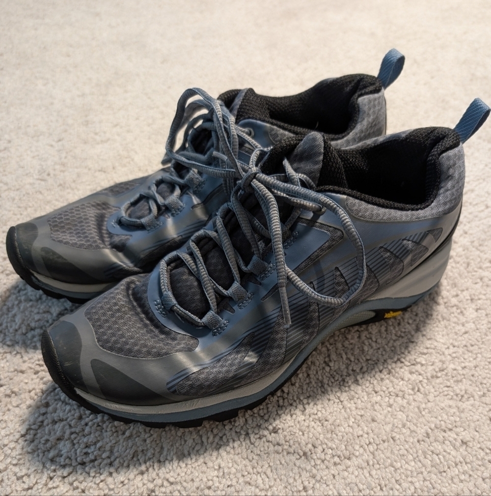 Merrell Womens Size 10 Siren Edge 3 Trail Hiking Shoes Sneakers Gray/Blue Vibram